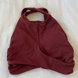 Lululemon Maroon high neck crossed back sports bra